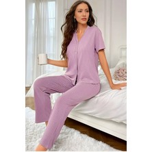 Homay 2’li V Yaka Kısa Kollu Pamuklu Pijama Takımı