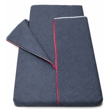 Zish Home Mavi Taşınabilir Kendinden Fermuarlı Tulumlu Katlanır Kamp Yatağı Anne Yanı Yer Yatağı 5cm