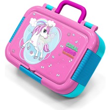 Coral High Kids Mavi Neon Pembe Unicorn Desenli Paslanmaz Çelik Beslenme Kabı 39232