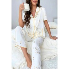 Homay 2’li Çiçek Desenli Cepli Kısa Kollu Likralı Viskon Pijama Takımı