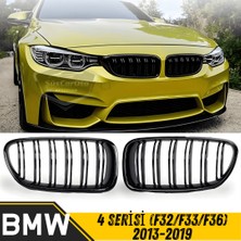 ŞüsCarOto Aksesuar Bmw 4 Serisi F32 F33 F36 2013-2019 Uyumlu Ön Panjur Böbrek M4 Görünüm Izgara Çift Çizgi Ithal Piano Black 1.sınıf Sağ Sol Takım