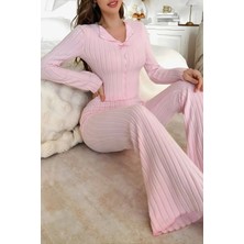 Homay 2’li Önü Fiyonklu Pamuklu Pijama Takımı