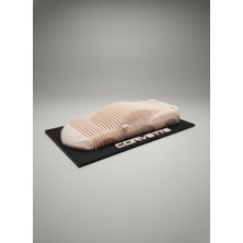Bej Corvette C8 Sliced Model – 125 G - Pla Dekoratif Araba Figürü