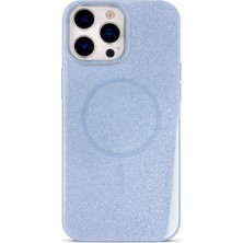 Fenza iPhone 14 Pro Max Uyumlu Telefon Kılıfı Magsafe Wireless Şarj Özellikli Simli Lüks Silikon Kılıf