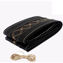 PINUKS Direksiyon Kılıfı Dikmeli Pedli 48CM Çember Nakışlı Bej  D307 Oto Aksesuar Premium