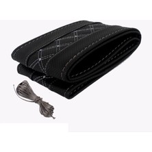 PINUKS Direksiyon Kılıfı Dikmeli Pedli 48CM Çember Nakışlı Gri  D308 Oto Aksesuar Premium