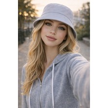 SF Collection Unisex Basic Gri Bucket Bermuda Şapka - Yazlık Kova Şapka