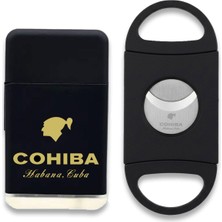 Bek Tobacco Cohiba Plastik Jet Alev Puro Çakmağı Kesici Seti Siyah