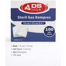 Ds Sağlık 7.5x7.5cm Steril Hidrofil Gazlı Bez 25 Li Paket  4 Kat
