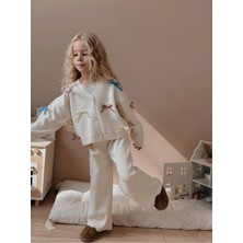 Yiğit Butik Fiyonk Işlemeli Triko Hırkalı Kız Çocuk Takım