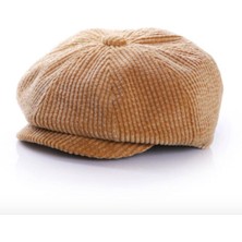 Petityu Cap For Little Coolios- Açık Kahverengi Kadife Çocuk Kep Vintage