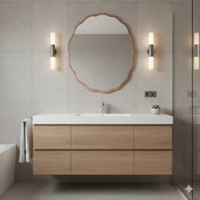 Modern Tasarım 80 cm Yuvarlak Dalgalı Dekoratif Ayna | Lake Boyalı Mdf Çerçeve