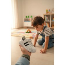 Enoch Şeritli Çocuk Spor Ayakkabı Cırtlı ve Bağcıklı Sportif Model