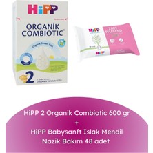 Hipp 2 Organik Combiotic 600 gr + Babysanft Islak Mendil Nazik Bakım 48 Adet