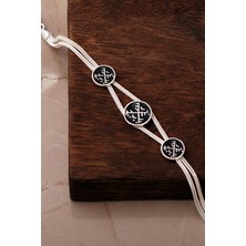 Sümer Telkari Iki Farklı Renk Seçenekli Mezopotamya Makas & Tarak Sembolü Midyat Hasırı 925 Ayar Gümüş Bileklik 4875