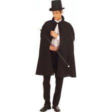 K-Yonlineticaret Siyah Sihirbaz Pelerini ve Sihirbaz Şapkası - Yetişkin Boy