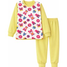 Remsa Kız Çocuk Pamuklu Desenli Pijama Takımı 6068-01 Sarı