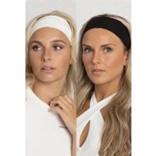 Arıko Ariko Kadın 2'li Pamuklu Siyah-Beyaz Esnek Bandana Saç Bandı Seti