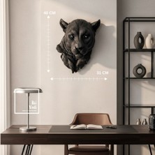 İki Yedi Konsept Paulinus Siyah Panter Duvar Heykeli 40X31 cm Güç ve Karizma Temalı Modern Duvar Dekorasyonu Yırtıcı