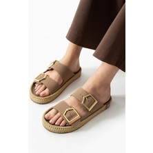 We&Me Loera Vizon Nubuk Çift Tokalı Terlik