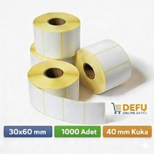 Defu 30X60 Termal Barkod,adres, Ürün Etiketi 1 Rulo 1000 Adet Toplam 5 Rulo 5000 Adet 40MM Kuka