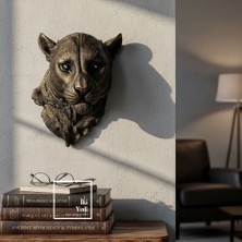 İki Yedi Konsept Paulinus Nefti Panter Duvar Dekoru 40X31 Cm, Modern Heykel Duvar Objesi Salon Ofis Güç Temalı Dekor