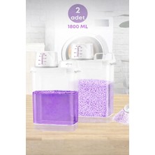 Ahlat Store 2 Adet Sızdırmaz Depolama Sıvı Toz Deterjan Erzak Saklama Kutusu- Ölçekli Deterjan Kutusu 1800 ml