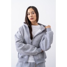 Gothamvibes Kadın Chill Oversize Gri Fermuarlı Sweatshirt