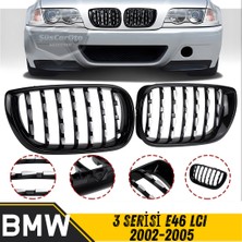 ŞüsCarOto Aksesuar Bmw 3 Serisi E46 Lcı 2002-2005 Uyumlu Ön Panjur Böbrek Krom Izgara Diamond Ithal Piano Black 1.sınıf Sağ Sol Takım