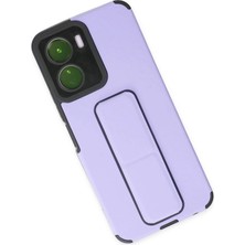 Azrlya Newface Vivo Y16 Kılıf Mega Standlı Silikon - Lila