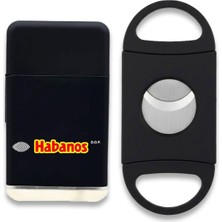 Bek Tobacco Habanos Plastik Jet Alev Puro Çakmağı Kesici Seti Siyah