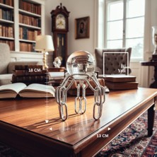 İki Yedi Konsept Stilpo Gümüş Zincir Figürlü Kristal Cam Küre Obje 18 cm Modern Masaüstü Ev ve Ofis Dekor Aksesuarı