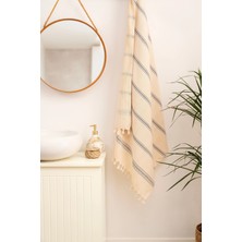 CES STORE %100 Pamuk Püsküllü Peştemal Banyo Havlusu 100x180 cm, Büyük Boy, Hafif ve Hızlı Kuruyan Plaj ve Hamam Havlusu