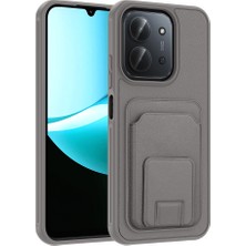 Case 4u Xiaomi Redmi Note 15C  Kılıf Kartlıklı Tpu Bikart Kapak Gri