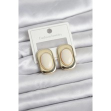 Shopwave Beyaz Renk Kare Model Vintage Kadın Küpe