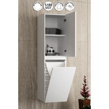 Özceden Yıldız 35*130 cm Beyaz Balon Mdf Asma Sepetli Banyo Boy Dolabı
