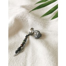 Halley Concept Doğal Taşlı ve Kartal Başlı Çiftli Gotik Çelik Küpe