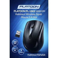  kablosuz mouse usb alıcılı ergonomik siyah laptop pc uyumlu pl-1869 2.4 ghz 1600 dp tak çalıştır
