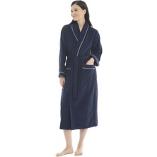 Seritaine Gaia Şalyaka Kadın Bornozu- Lacivert %100 Pamuk