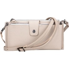 K-Yonlineticaret Lozan Strap 6.5 Inch Uyumlu Deri Kartlıklı Kılıf Erc3 Bej