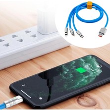 K-Yonlineticaret Kutulu 3 Şarj Aleti 1 Arada Çinko Alaşım Hızlı Şarj Kablosu Mavi 3 In 1