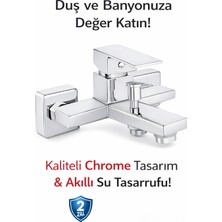 Qasul Lüks Kare Tasarım Duş & Banyo Bataryası – Sıcak & Soğuk Ayarlı, Paslanmaz Gövde, Akıllı Su Tasarruflu, 2 Yıl Garantili