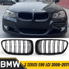 Caralp Bmw 3 Serisi E90 Lcı 2008-2011 Uyumlu Ön Panjur Böbrek M3 Görünüm Izgara Çift Çizgi Ithal Piano Black 1.sınıf Sağ Sol Takım