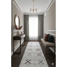 Swan Home Kaymaz Tabanlı Yolluk Kesme Halı Salon Koridor Mutfak Yatak Odası Halısı SHJ3005 Bej