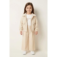 Mininio Kız Çocuk Montlu 3'lü Takım  - Bej