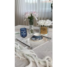 Jaguar Aksesuar Pleksi Kahve Sunum Tepsisi Gümüş