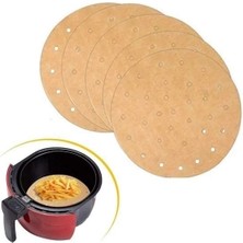 K-Yonlineticaret 100 Adet Air Fryer Pişirme Kağıdı Tek Kullanımlık Hava Fritözü Yuvarlak Delikli Mod