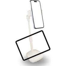 K-Yonlineticaret Masa Üstü Tablet ve Telefon Tutucu Plastik Aparat Beyaz Telefon Standı