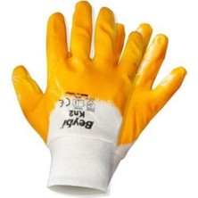Beybi Nitril Pamuk Iş Eldiveni Kn2 Sarı No:10 12'li