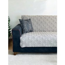D'niss Home Ponpon Koltuk Örtüsü Gümüş Gri 180 x 240